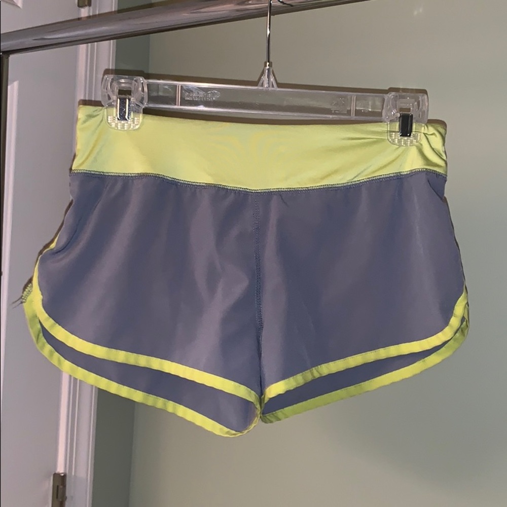 Green and gray athletic shorts